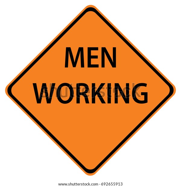 Men working sign isolated against a white background