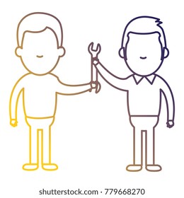 men with wrench tool isolated icon