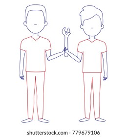 men with wrench tool isolated icon