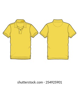 Men Yellow Polo Shirt Vector Template