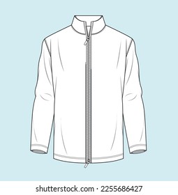 men zipper full sleeve jacket sweatshirt flat sketch illustration