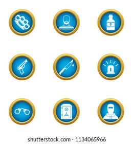 Menace icons set. Flat set of 9 menace vector icons for web isolated on white background