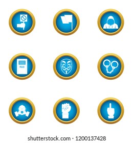 Menace icons set. Flat set of 9 menace vector icons for web isolated on white background