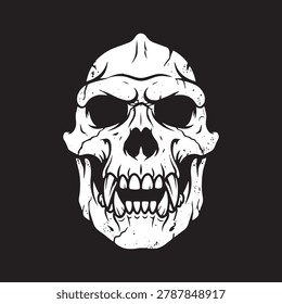Menacing Ape Skull Skeleton Grunge Vector Art
