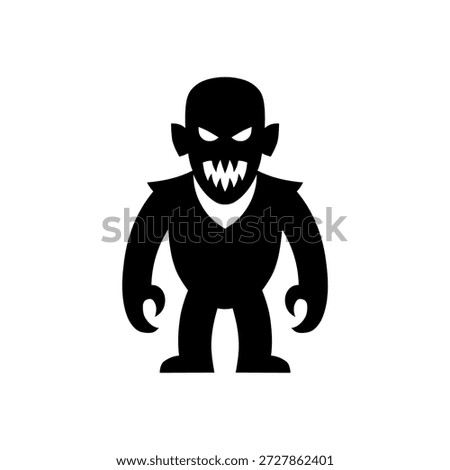 Menacing Black Monster Icon Vector Graphic Spooky Creature Illustration