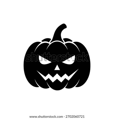 Menacing black and white jack o lantern pumpkin Halloween icon