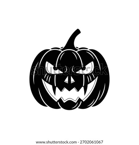 Menacing black and white jack o lantern pumpkin Halloween icon