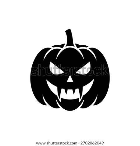 Menacing black and white jack o lantern Halloween pumpkin icon