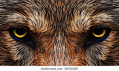 Menacing expression and awful charm of wolf, beautiful animal and dangerous beast. Amazing blackened colorful vector image in oil painting style. Great for user pic, icon, label, emblem or tattoo.