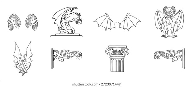 Ameaçador Gárgula Estátuas Art Pack para projetos góticos e medievais.