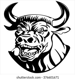 the menacing muzzle of a Minotaur on white background vector