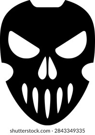 A menacing skull mask with sharp teeth silhouette.