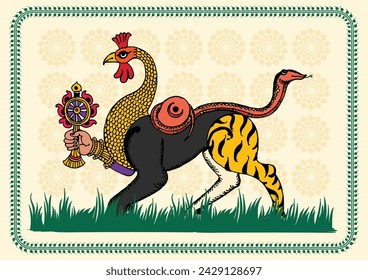 Menagerie of Mithila: A Journey Through the Animal Kingdom in Madhubani. Madhubani Painting, Animals, Wildlife, India, Wall Decor, Folk Art.