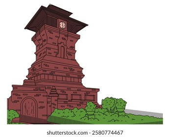 Menara Kudus Central Java Indonesia ancient historical architecture minaret tower building Islamic traditional monument Indonesian heritage tourism destination design set