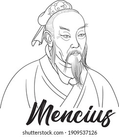 Mencius; or Mengzi was a Chinese Confucian philosopher. Vector