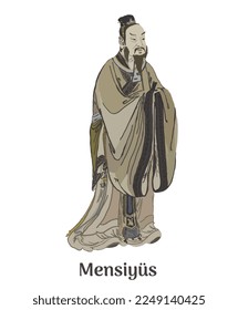 Mencius; or Mengzi was a Chinese Confucian philosopher. Vector	