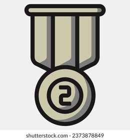 Mendallion badge award icon or logo illustration filled outline color style.
