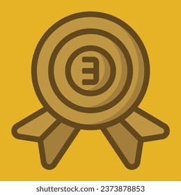 Mendallion badge award icon or logo illustration filled outline color style.
