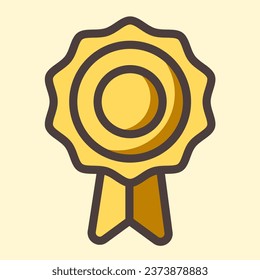 Mendallion badge award icon or logo illustration filled outline color style.
