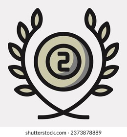 Mendallion badge award icon or logo illustration filled outline color style.