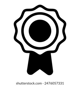Mendallion badge gold award icon or logo illustration outline black style