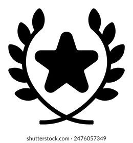 Mendallion badge gold award icon or logo illustration outline black style