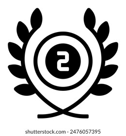 Mendallion badge silver award icon or logo illustration outline black style