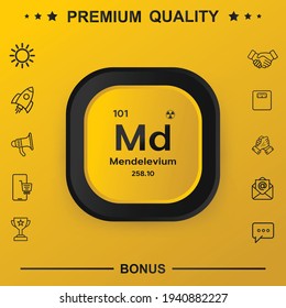 Mendelevium symbol with yellow button