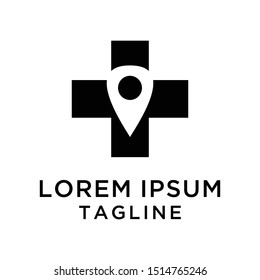 Mendical Pin Map Location Negative space logo Template