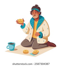  Mendicant character illustration in flat style 