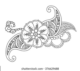 Mendie floral tattoo design. Vector illustration.