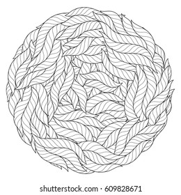 Mendie Mandala. Abstract wave circle  ornament. Zenart inspired style. Can be used for coloring book. Art vector illustration