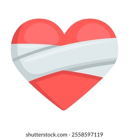 Mending Heart Emoji Icon Illustration. Bandage Across Vector Symbol Emoticon Design Doodle Vector.