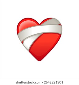 Mending Heart Emoji Icon Illustration. Bandage Across Vector Symbol Emoticon Design Doodle Vector 10 eps.