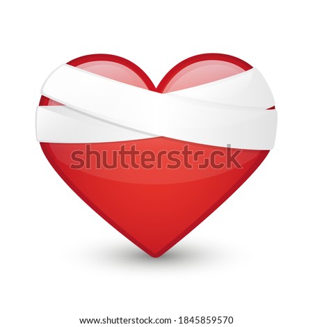 Mending Heart Love Emoji. Bandage Icon Object Symbol Gradient Vector Art Design Cartoon Isolated Background.