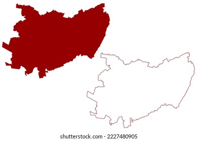 Mendip Non-metropolitan district, (United Kingdom of Great Britain and Northern Ireland, ceremonial county Somerset or Somersetshire, England) map vector illustration, scribble sketch map