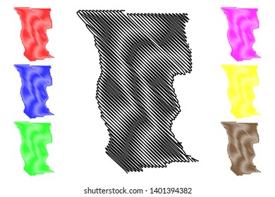 Mendocino County, California (Counties in California, United States of America,USA, U.S., US) map vector illustration, scribble sketch Mendocino map
