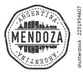 Mendoza, Capital Department, Mendoza Province, Argentina Stamp Skyline Postmark. Silhouette Postal Passport. City Round Vector Icon. Vintage Postage Design.