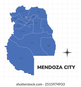 Ilustración del mapa de la ciudad de Mendoza. Mapa de la ciudad en Argentina