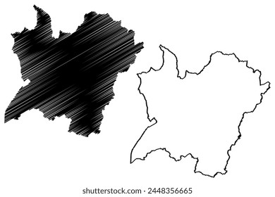 Mendrisiotto (Schweiz, Schweizerische Eidgenossenschaft, Republik und Kanton Tessin, Tessin) Vektorillustration, Skizze des Skizzes Bezirk Mendrisiotto