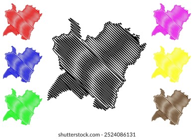 Mendrisio District (Schweiz, Schweizerische Eidgenossenschaft, Republik und Kanton Tessin, Tessin) Karte, Vektorgrafik, Skizze Bezirk Mendrisiotto Karte