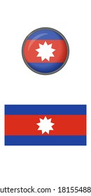 Meng Vax flag icons on a white background. Vector image: button, flag, and abbreviation. You can use it to create a website, print brochures, booklets, flyers, stickers, and travel guides.