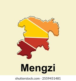 Mengzi map. vector map of China Country colorful design, illustration design template on white background
