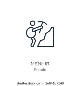 Menhir icon. Thin linear menhir outline icon isolated on white background from people collection. Line vector sign, symbol for web and mobile