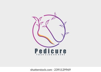 menicure pedicure logo with foot illustrasi logo design