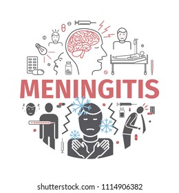 Meningitis banner, web infographic. Vector illustration.