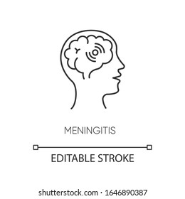 Meningitis pixel perfect linear icon. Thin line customizable illustration. Meningococcal disease, dangerous meninges inflammation contour symbol. Vector isolated outline drawing. Editable stroke