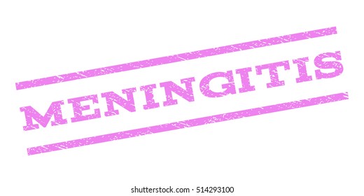 Meningitis watermark stamp. Text tag between parallel lines with grunge design style. Rubber seal stamp with dust texture. Vector violet color ink imprint on a white background.