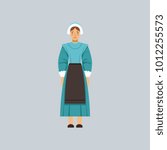 Mennonite or amich woman in traditional dress, representative of religious confession vector Illustration