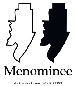 Menominee (Michigan) city map with black border outline vector